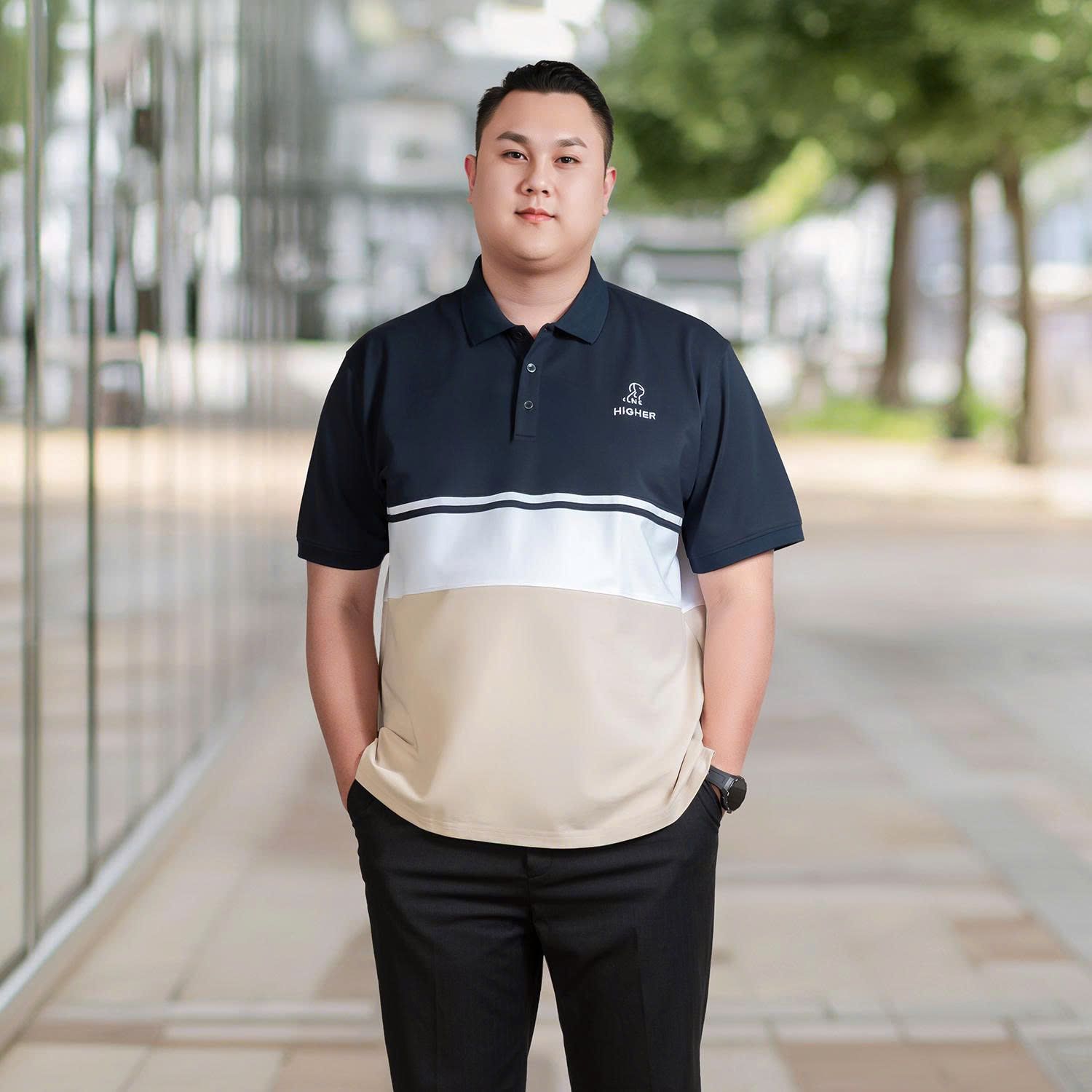 Áo Polo Xanh Trắng Big Size Nam