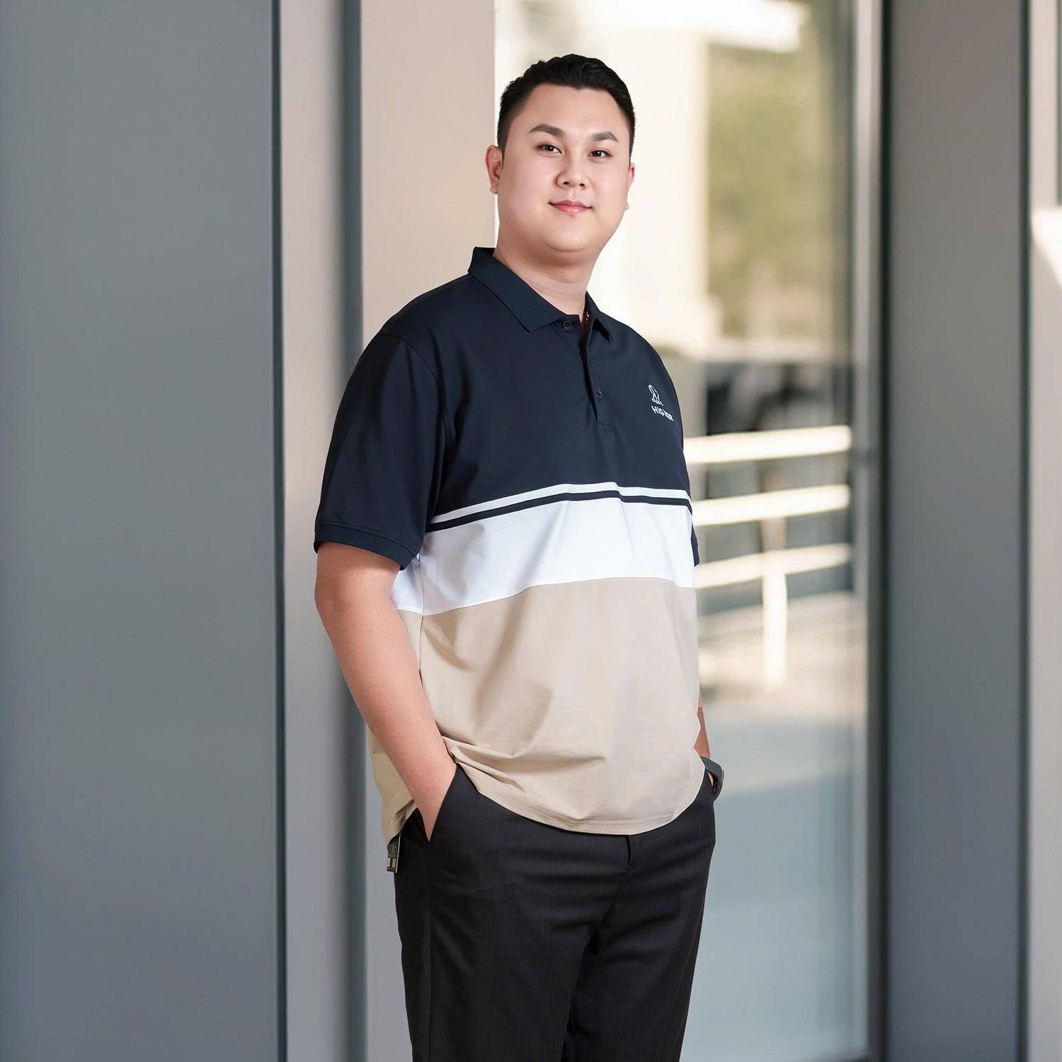 Áo Polo Xanh Trắng Big Size Nam