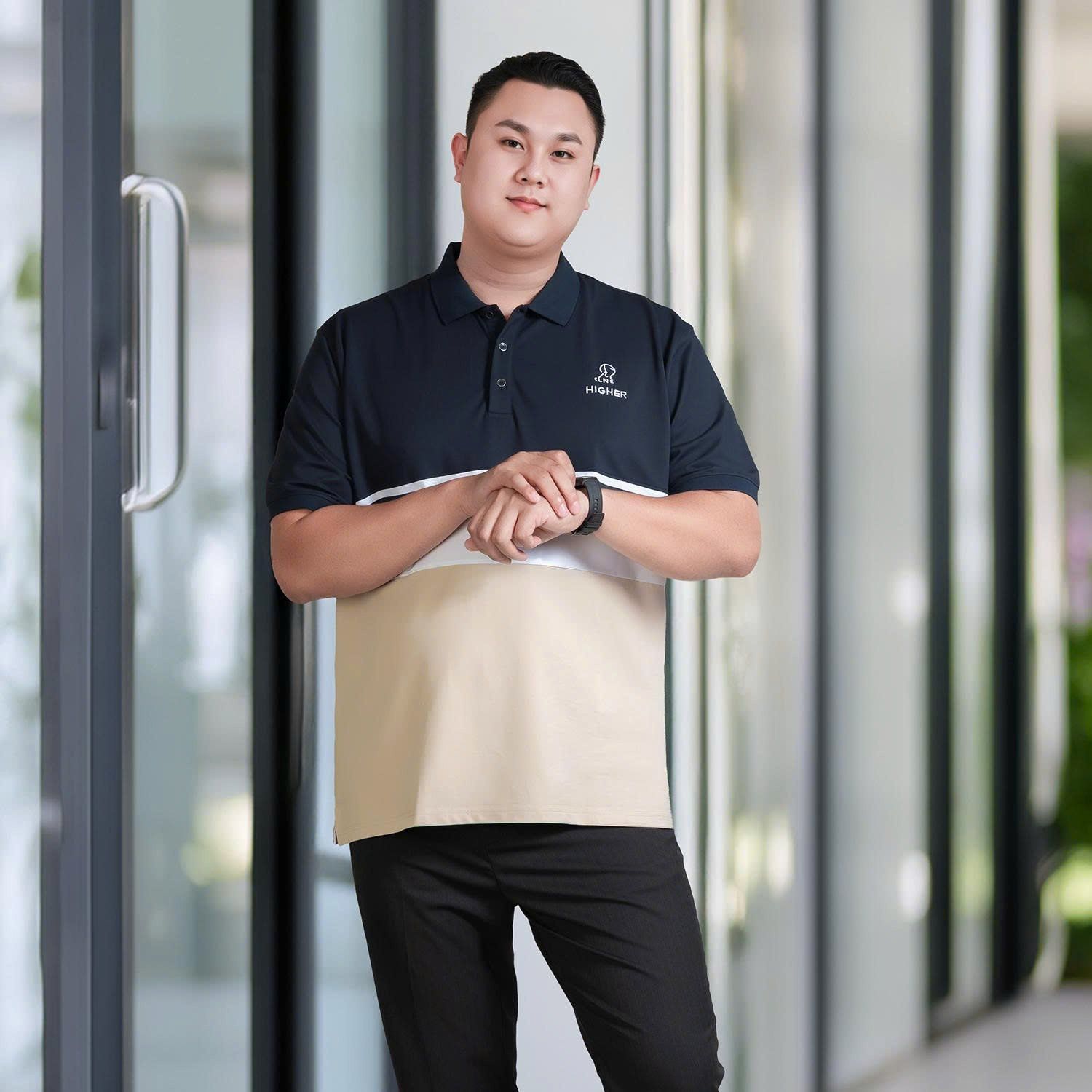 Áo Polo Xanh Trắng Big Size Nam