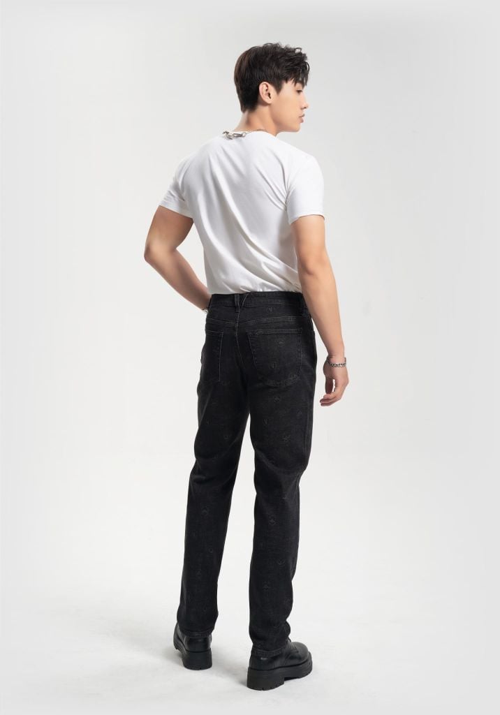 Quần Jeans Nam Dáng Suông Họa Tiết Monogram V-SIXTYFOUR. V-SIXTYFOUR Monogram Straight Jeans - 222MD4083F5