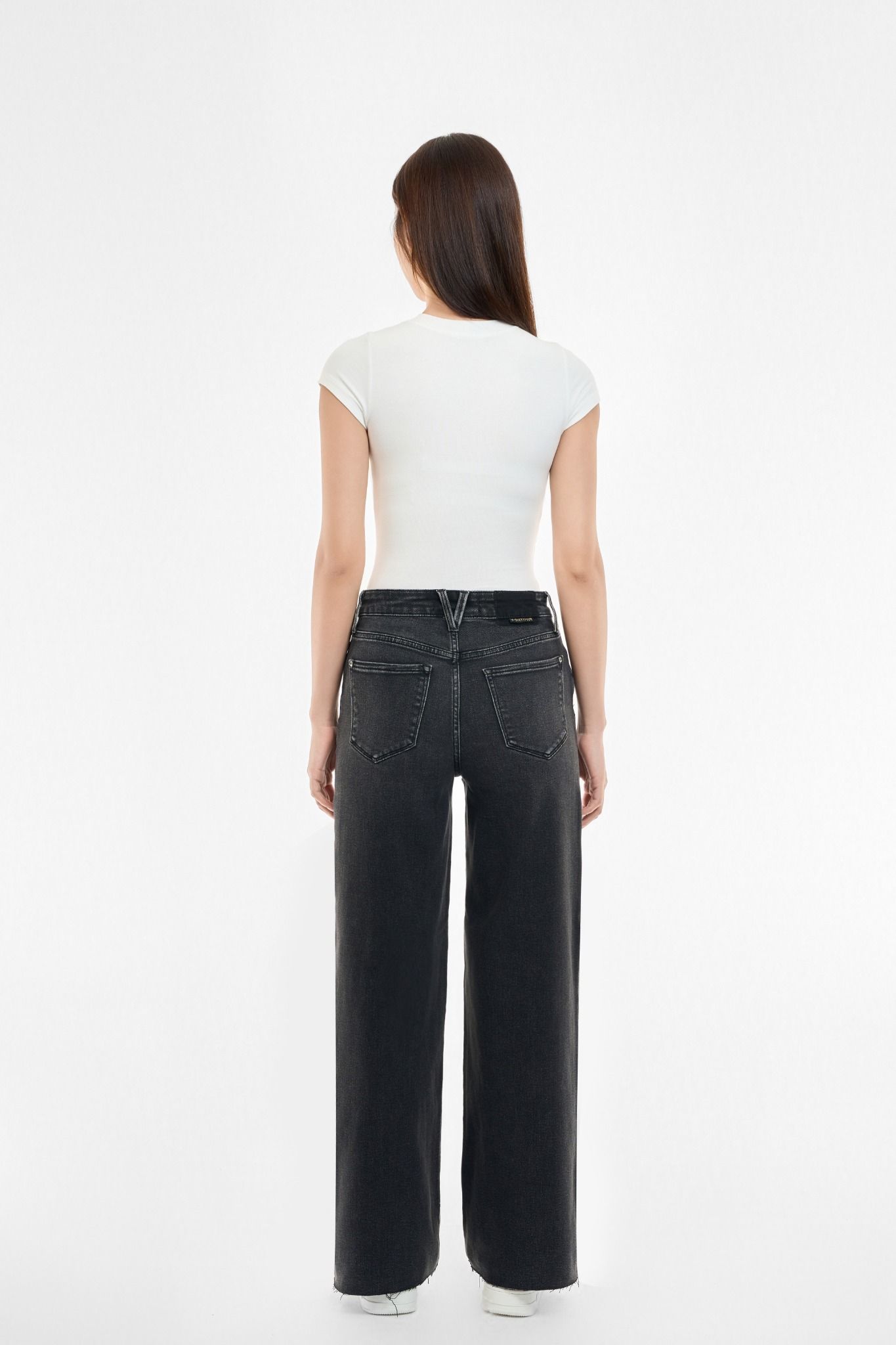 QUẦN DÀI NỮ DENIM XÁM TỐI FORM WIDE LEG - 224WD2085B2