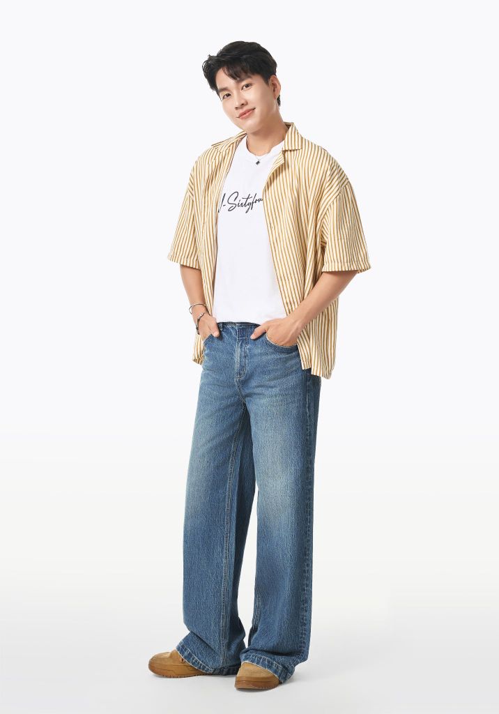 QUẦN JEANS NAM DÁNG RELAX MÀU XANH TRUNG - 126MD3085F2