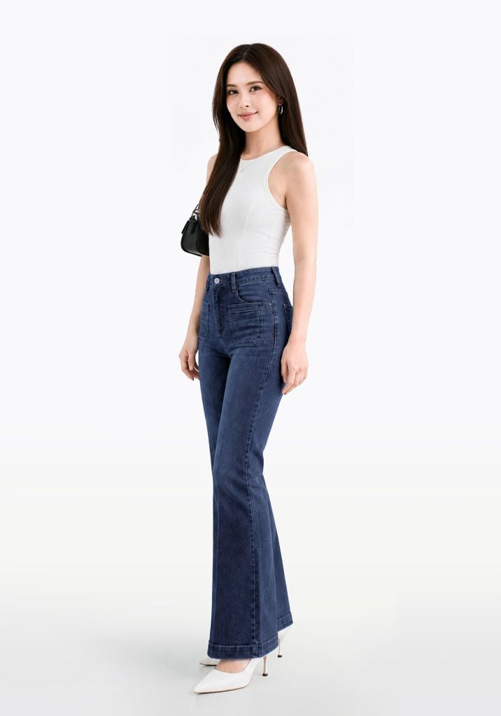 Quần Dài Nữ Dáng Loe Màu Light Blue  - Light Blue Flared Women's Jeans - 124WD2084B1