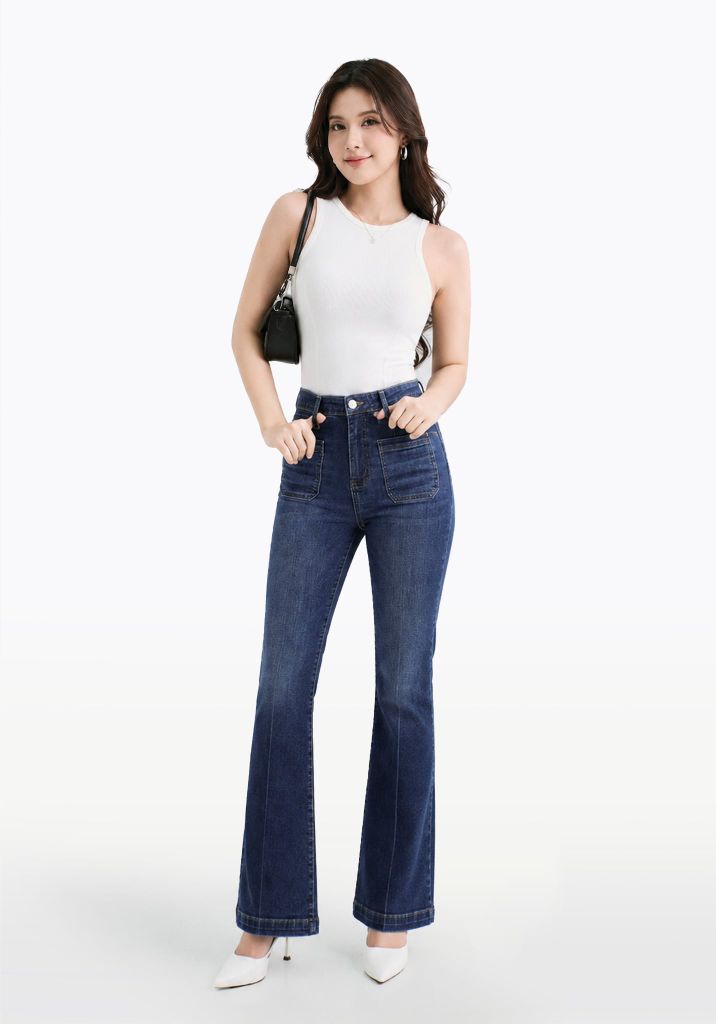 Quần Dài Nữ Dáng Loe Màu Light Blue  - Light Blue Flared Women's Jeans - 124WD2084B1