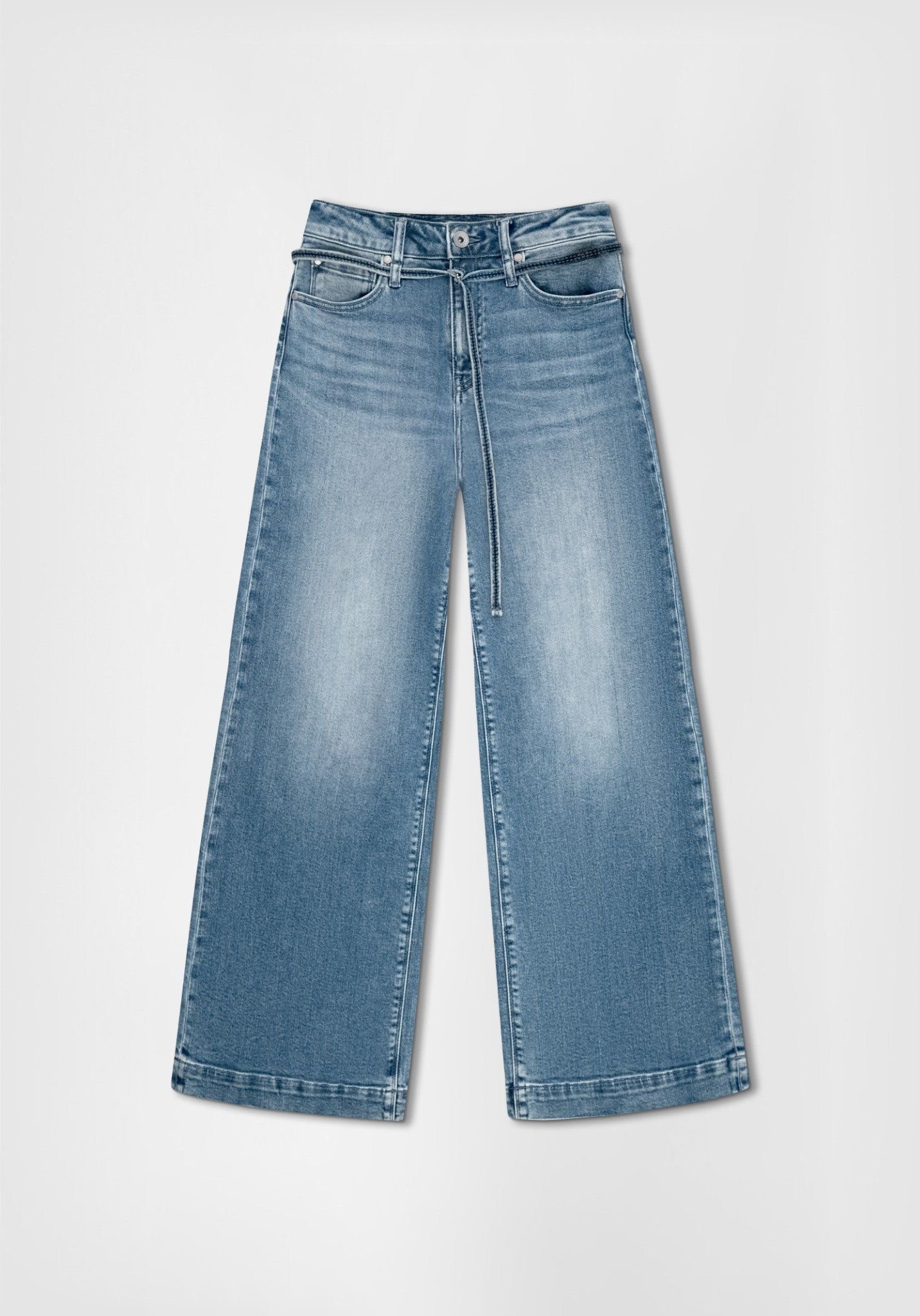 QUẦN DÀI NỮ DENIM LIGHT BLUE FORM WIDE LEG CÓ DÂY LƯNG - 124WD2085F1