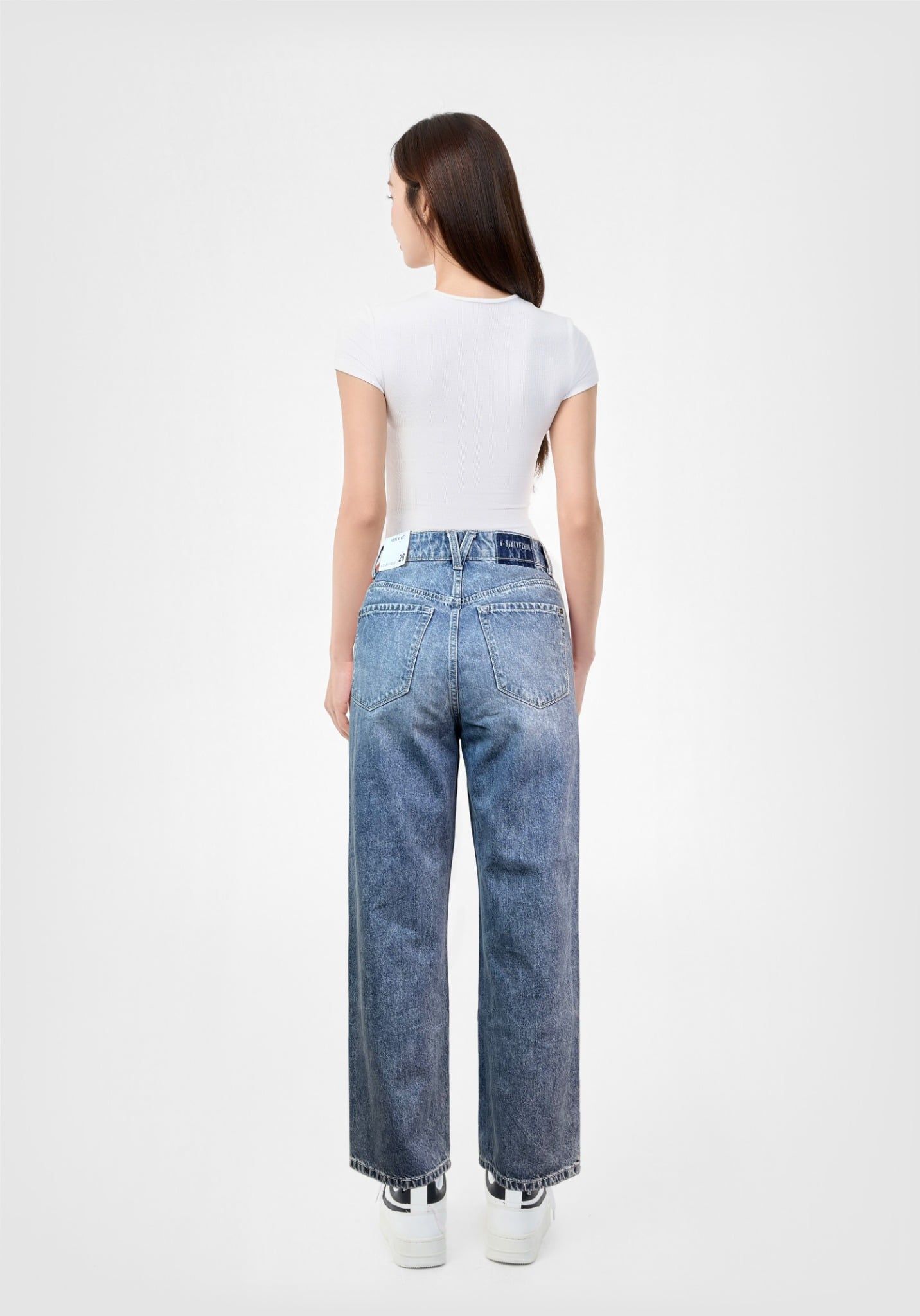 Quần Dài Nữ ống Đứng Màu Med Blue - Med Blue Straight Women's Jeans - 124WD2093B1