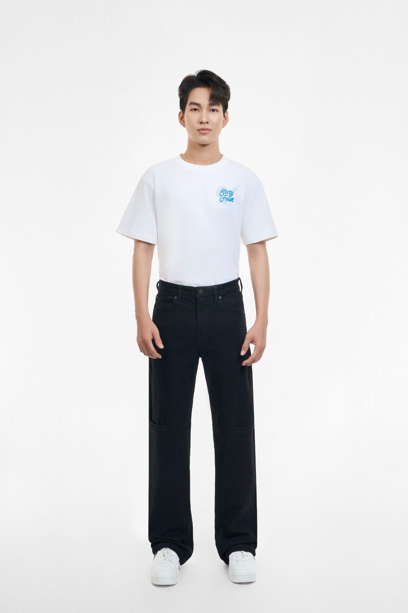QUẦN DÀI NAM DENIM ĐEN RÃ XÉO FORM RELAX  - 125MD3080F4