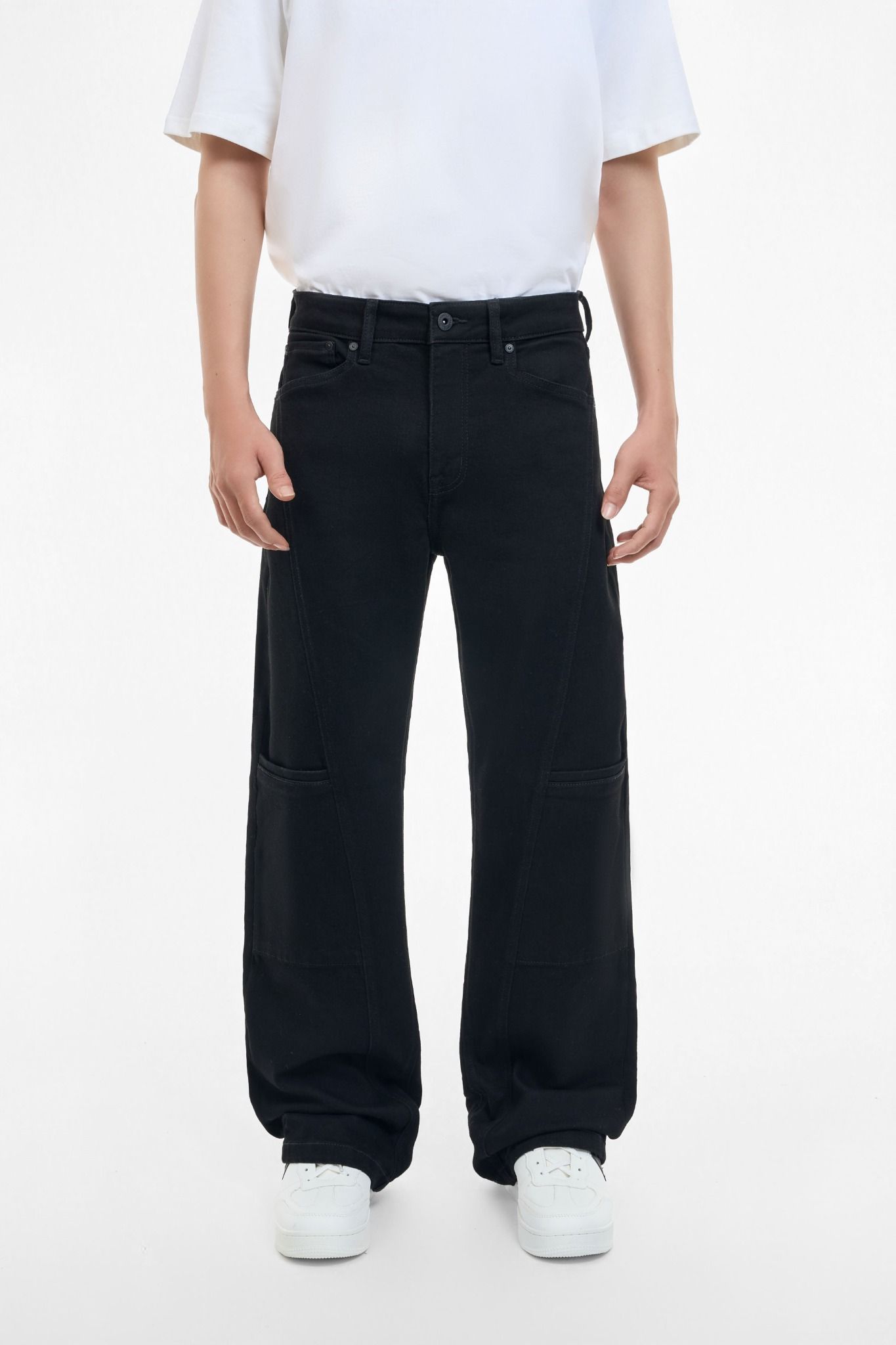 QUẦN DÀI NAM DENIM ĐEN RÃ XÉO FORM RELAX  - 125MD3080F4