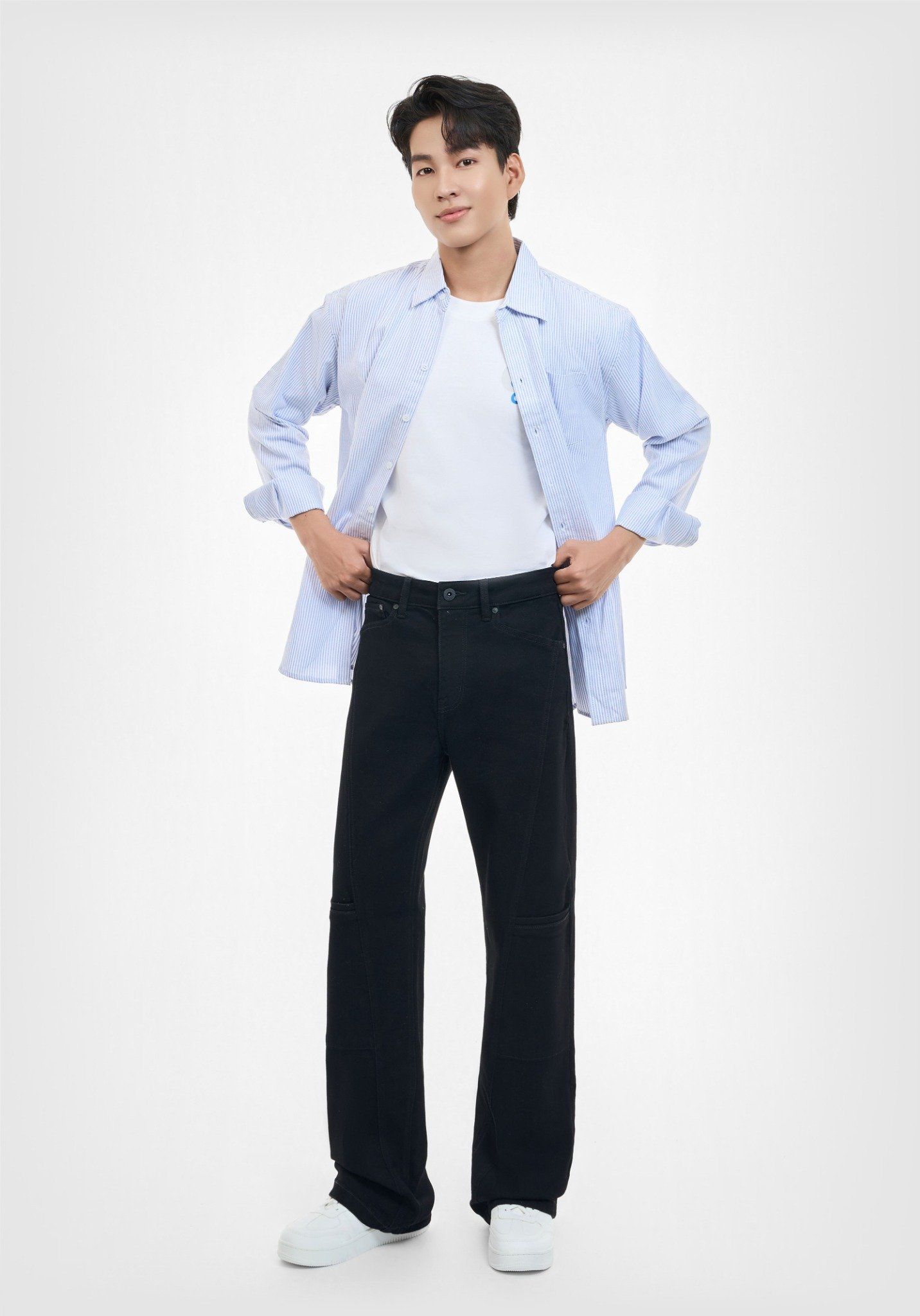 QUẦN DÀI NAM DENIM ĐEN RÃ XÉO FORM RELAX  - 125MD3080F4