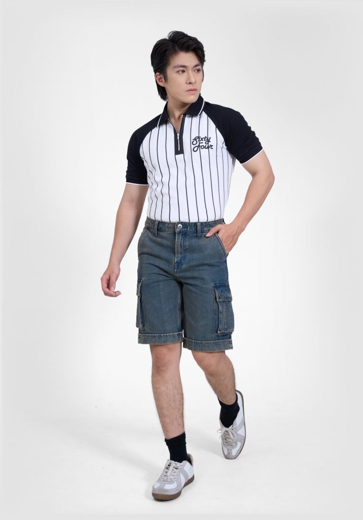 Quần Shorts Nam Túi Hộp Màu Xanh Wash Tint Vintage - Men's Short Jeans Wash Tint Vintage In Dark Blue - 125MD3103F1