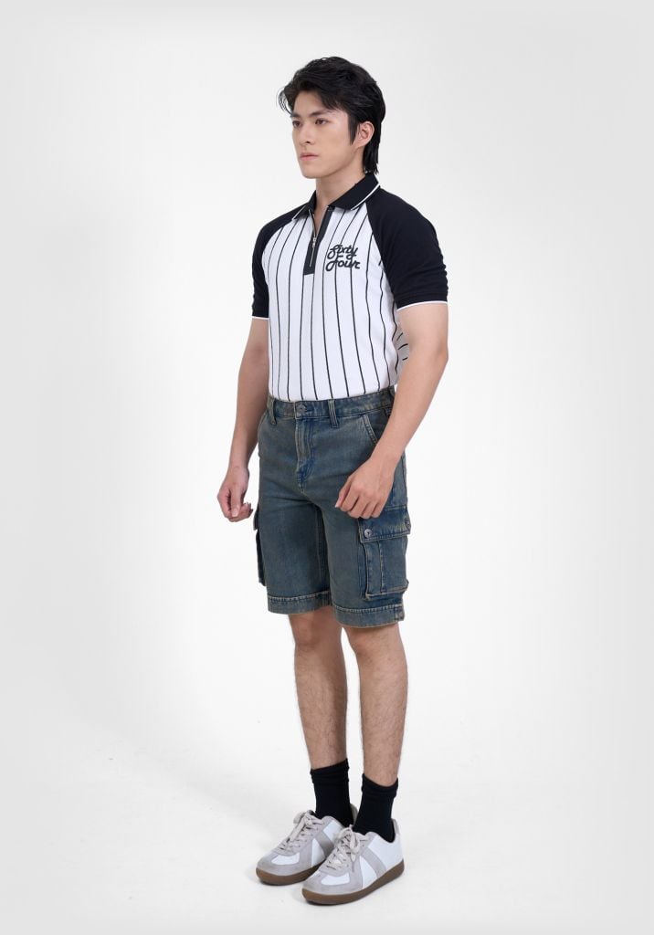 Quần Shorts Nam Túi Hộp Màu Xanh Wash Tint Vintage - Men's Short Jeans Wash Tint Vintage In Dark Blue - 125MD3103F1