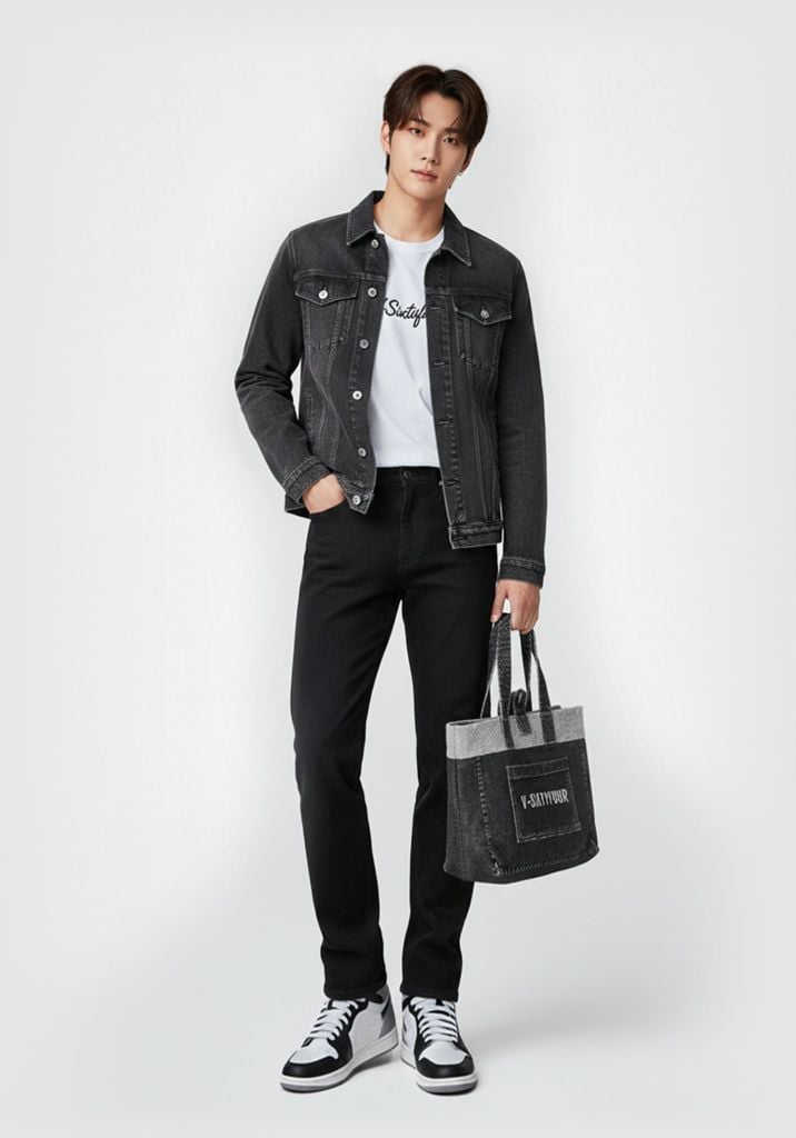 QUẦN DÀI NAM DENIM FORM STRAIGHT MÀU ĐEN  - 125MD4083B1