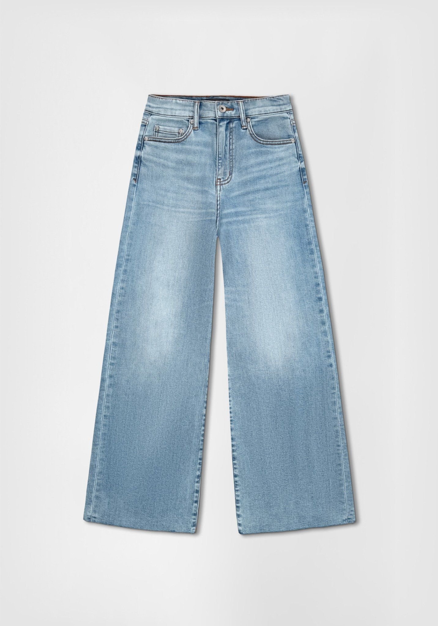 QUẦN DÀI NỮ DENIM MÀU LIGHT BLUE CẮT LAI FORM WIDE LEG - 125WD1085B3