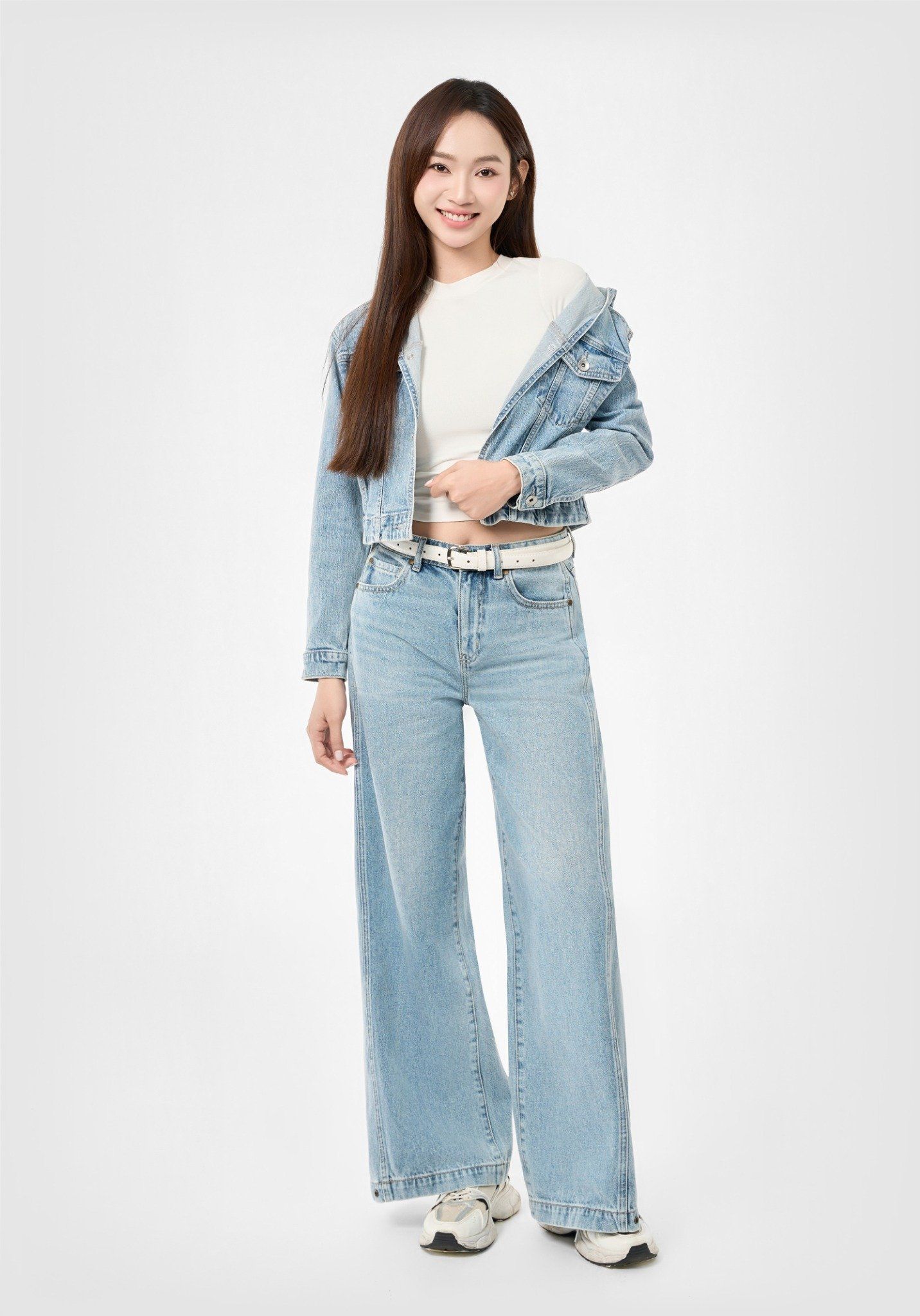 QUẦN DÀI NỮ DENIM LIGHT BLUE  FORM WIDELEG - 125WD1085F5