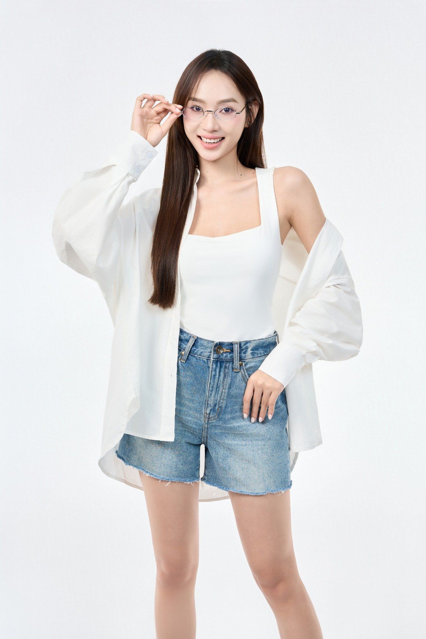 QUẦN SHORTS NỮ DENIM LIGHT BLUE  FORM RỘNG - 125WD1103F1