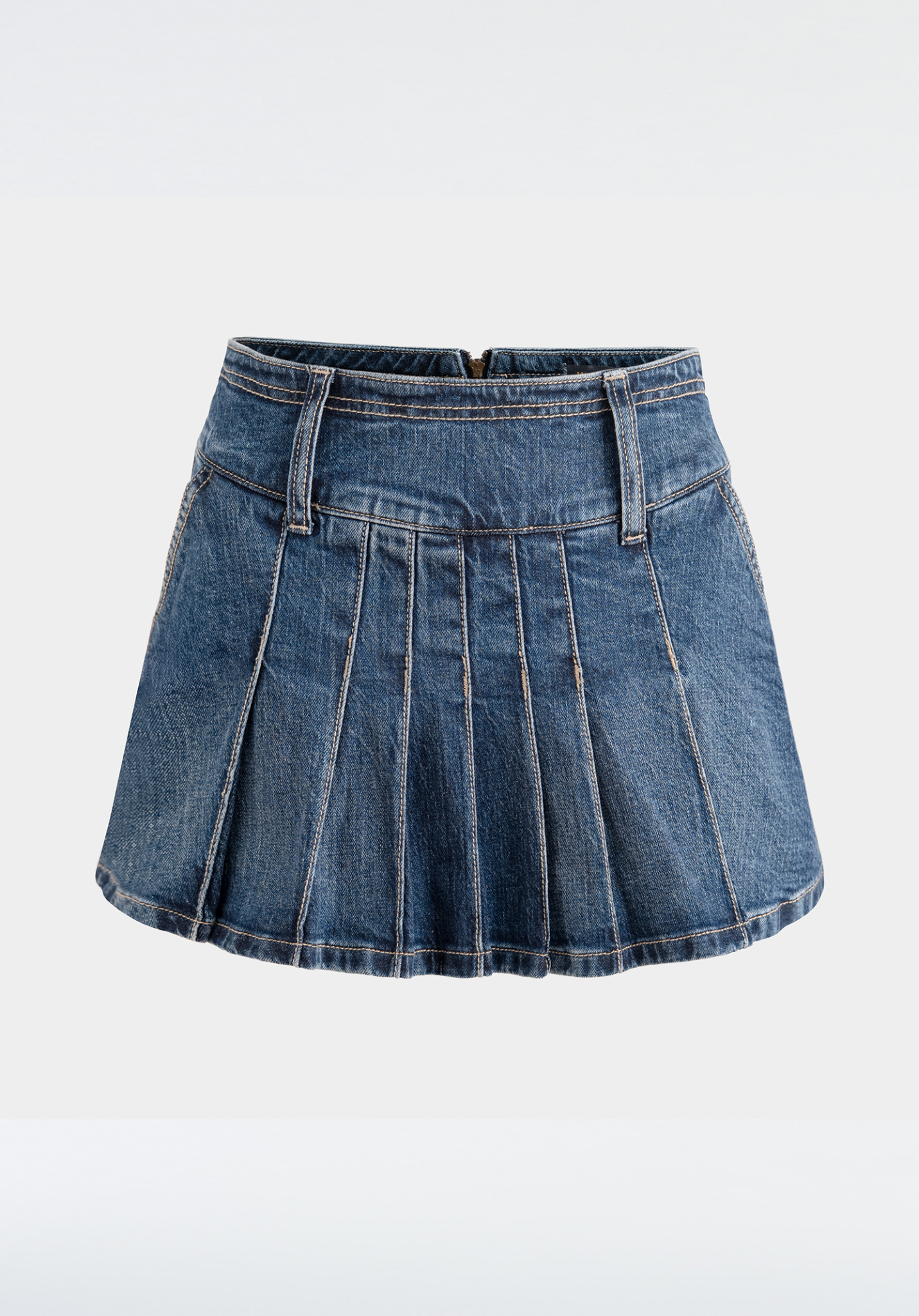 VÁY NGẮN DENIM  MEDIUM BLUE  FORM A PHONG CÁCH THỂ THAO (CÓ QUẦN BẢO HỘ) - 125WD1114F2