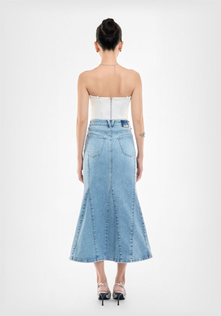 ÁO KIỂU NỮ DENIM TRẮNG FORM ÔM - 125WN1015F1