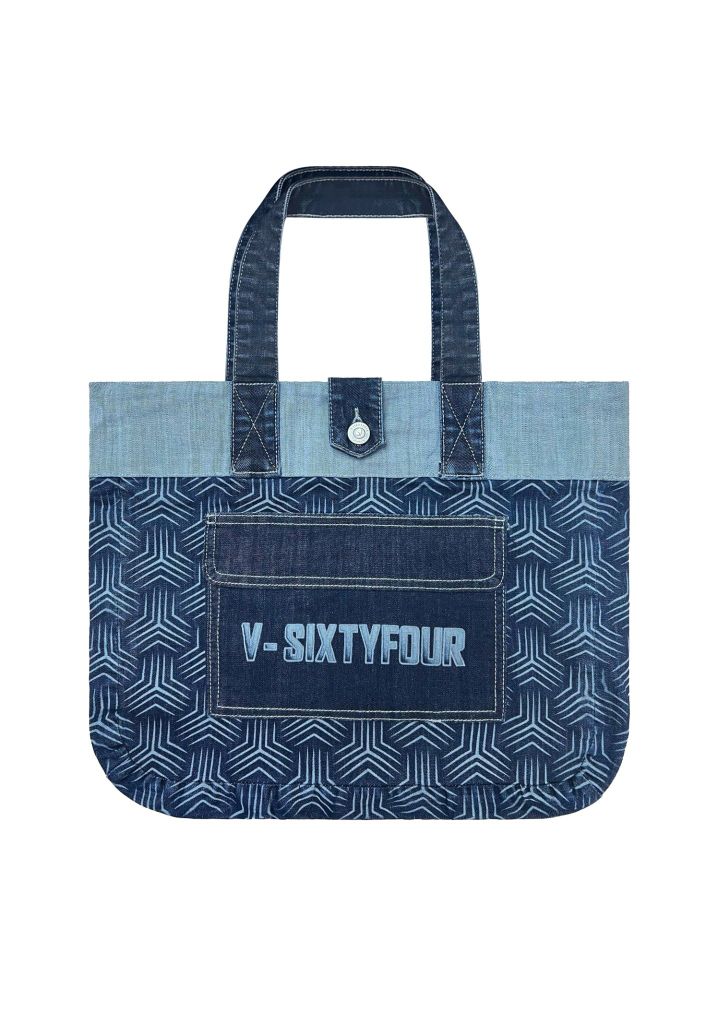 TÚI TOTE DENIM DARK BLUE LASER HỌA TIẾT MONOGRAM - 125WD1142F1