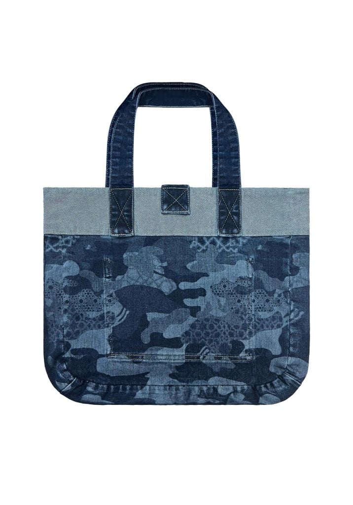 TÚI TOTE DENIM DARK BLUE LASER HỌA TIẾT MONOGRAM - 125WD1142F2