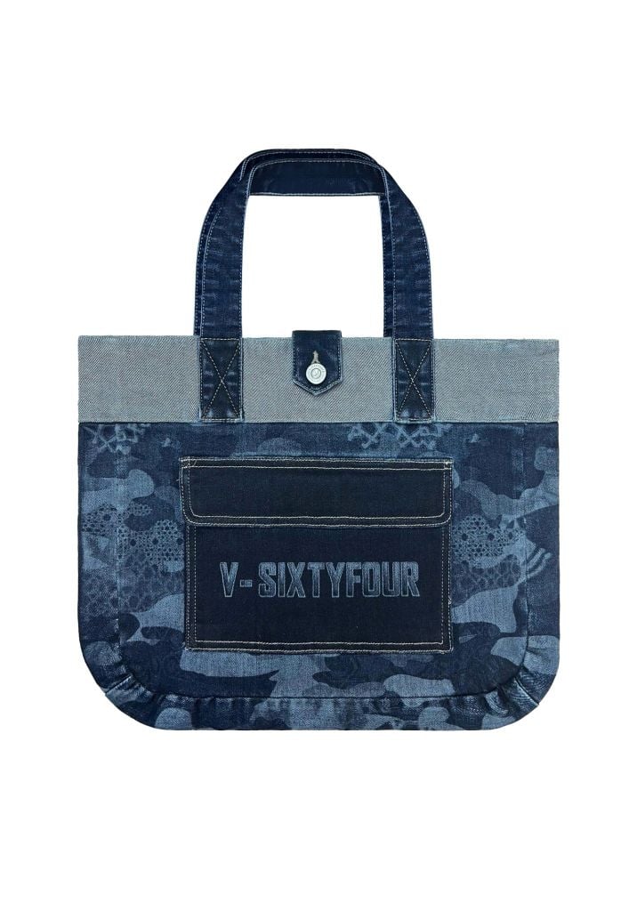 TÚI TOTE DENIM DARK BLUE LASER HỌA TIẾT MONOGRAM - 125WD1142F2