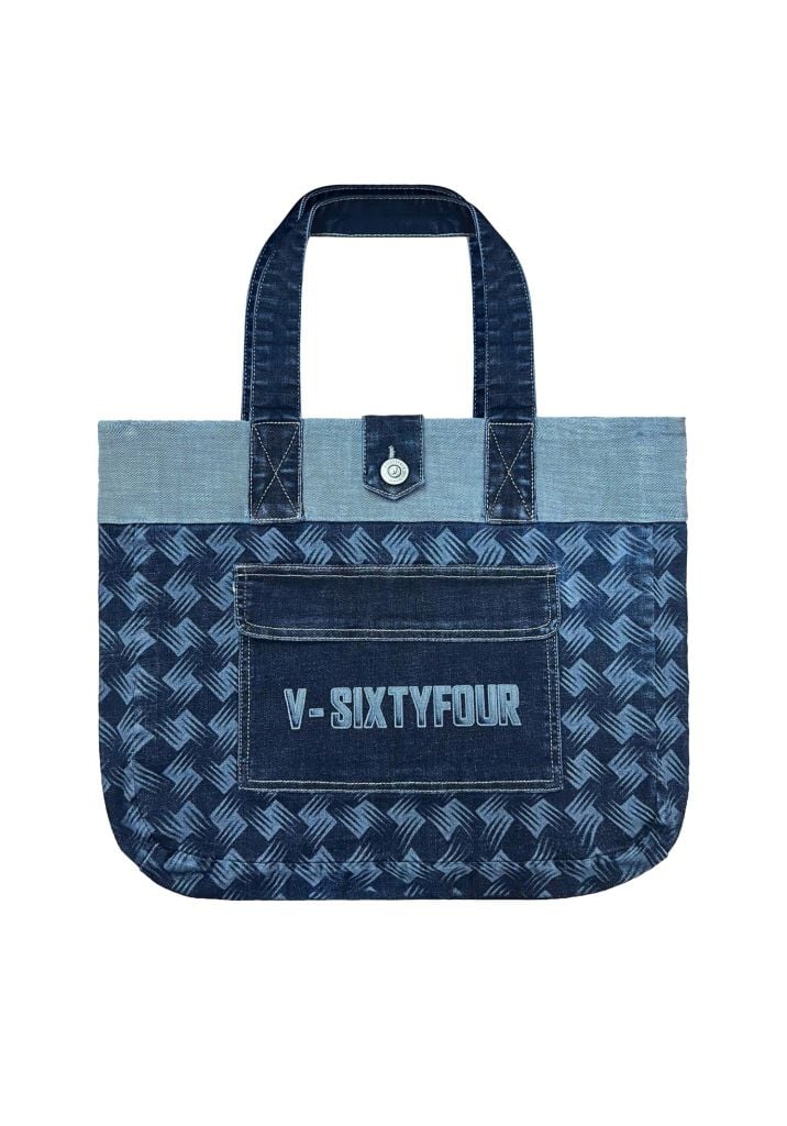 TÚI TOTE DENIM DARK BLUE LASER HỌA TIẾT MONOGRAM - 125WD1142F3