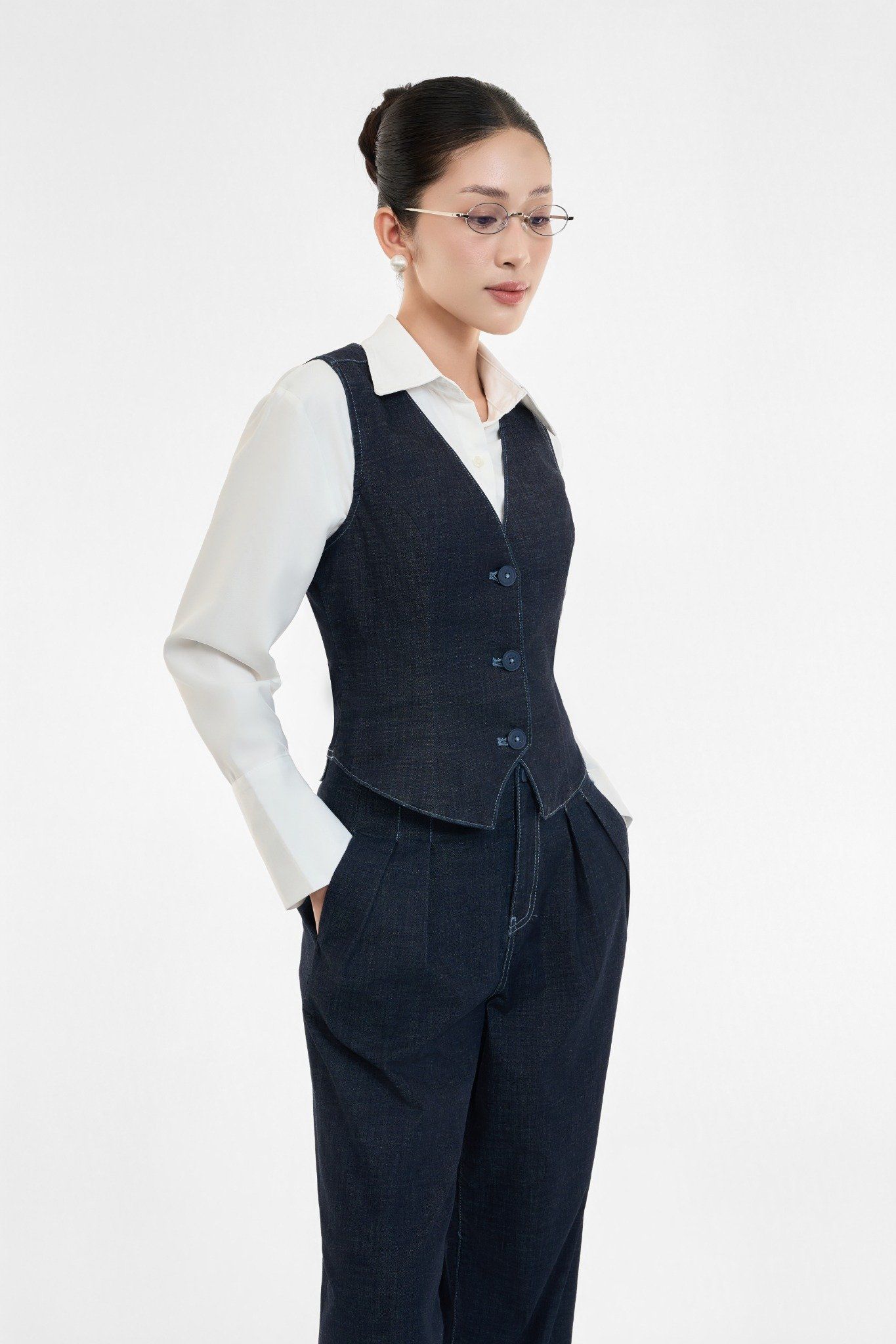 ÁO KHOÁC GILET DENIM RINSE BLUE GILE  (TAILOR DENIM) - 125WD2015F1