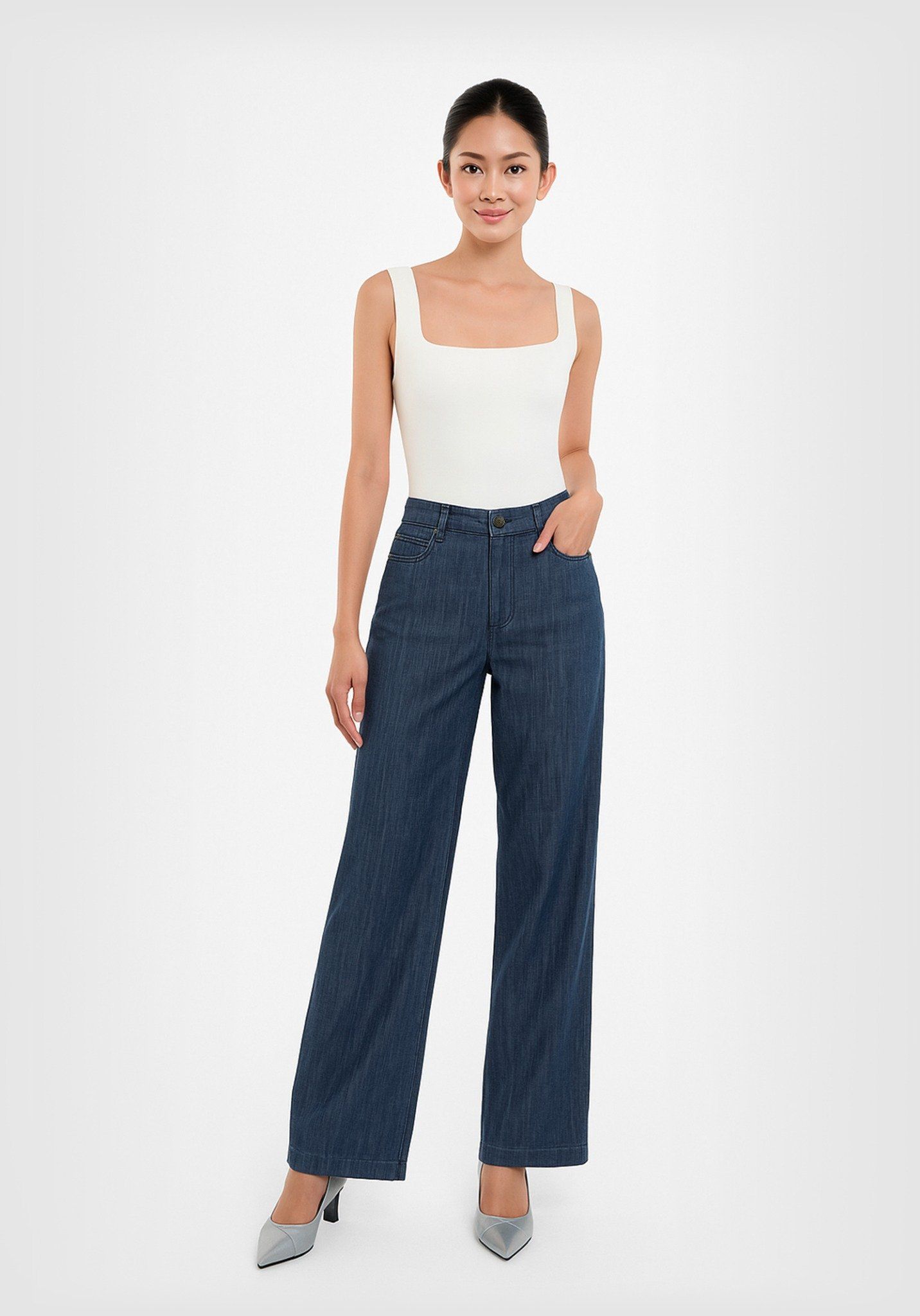 QUẦN DÀI NỮ MÀU DARK INDIGO FORM WIDE LEG - 125WD2085B4