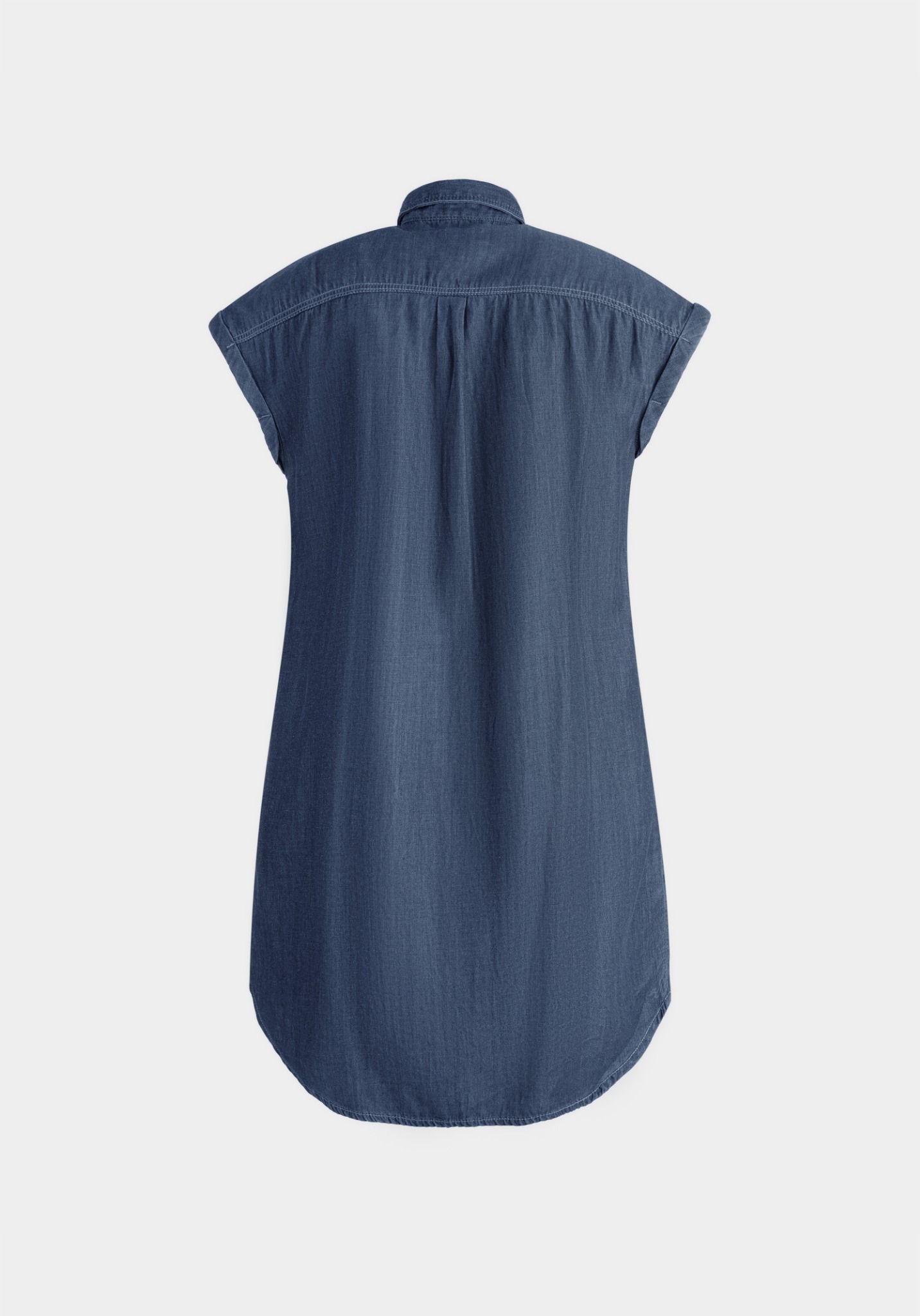 Đầm Sơ Mi Denim Xanh Đậm Form Suông Rộng - 125WD2124B1