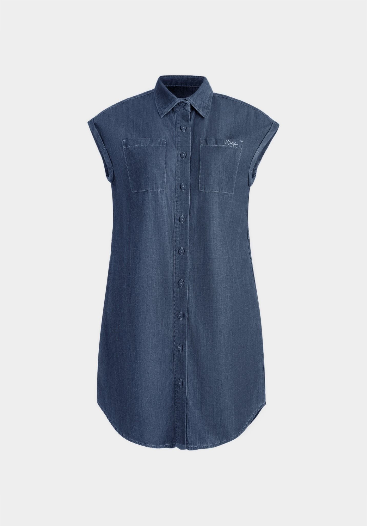 Đầm Sơ Mi Denim Xanh Đậm Form Suông Rộng - 125WD2124B1