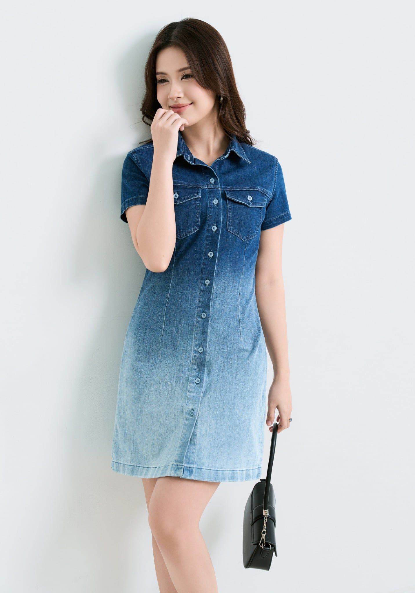 ĐẦM SƠ MI DENIM NGẮN TAY OMBRE FORM A - 125WD2125F3