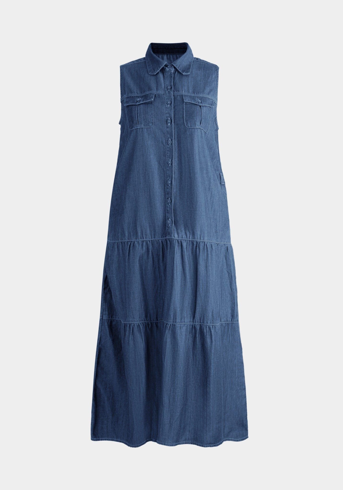 ĐẦM DENIM DARK BLUE FORM MAXI KHÔNG TAY - 125WD2127F2