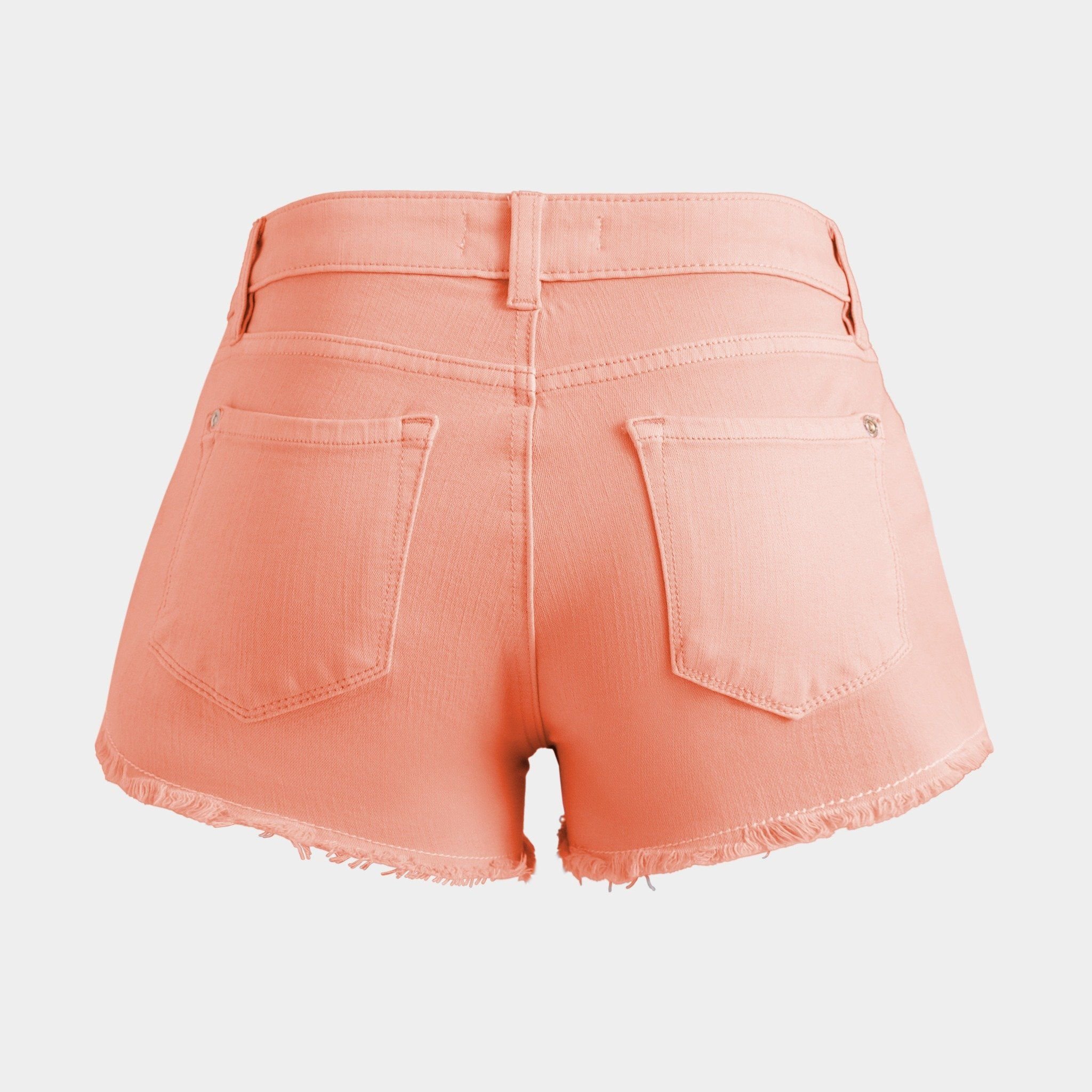 QUẦN SHORTS NỮ DENIM NHUỘM CAM ĐÀO FORM ÔM LƯNG THẤP - 125WN1101F1