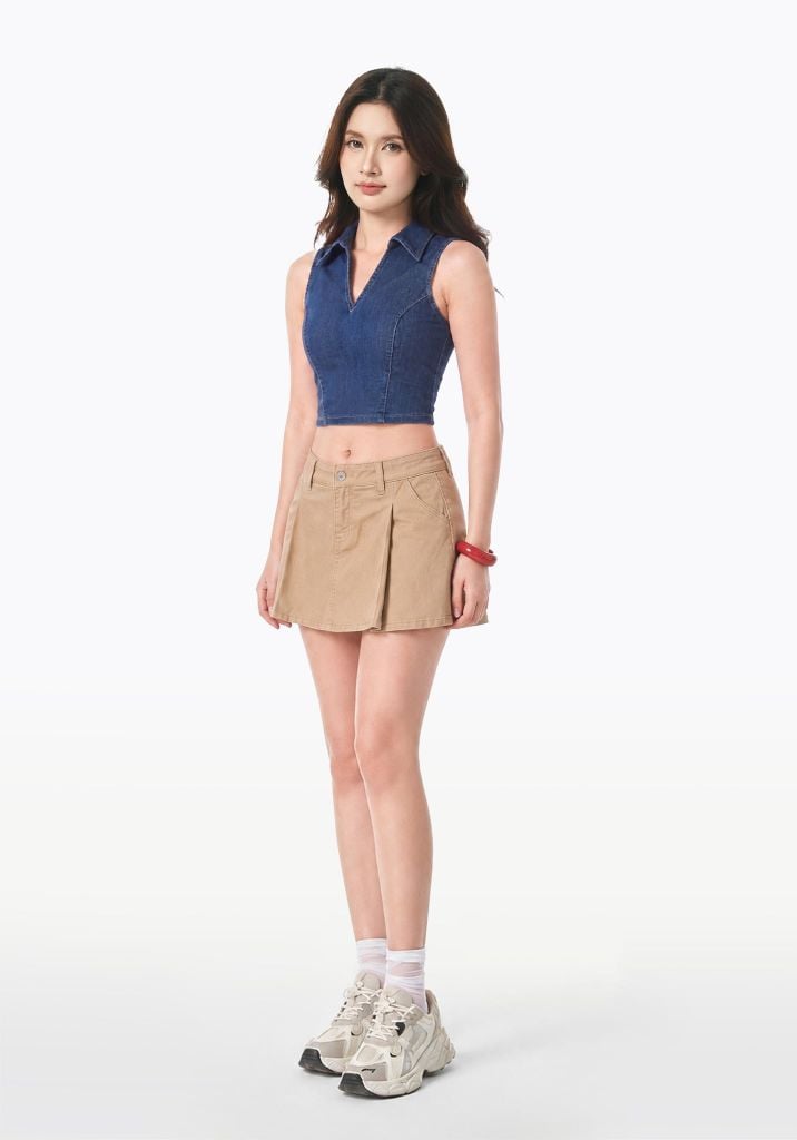 Váy Ngắn Kaki Beggie Xếp Ly Form A (Có Quần Bảo Hộ) - 125WN1114F1