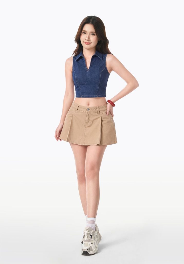Váy Ngắn Kaki Beggie Xếp Ly Form A (Có Quần Bảo Hộ) - 125WN1114F1