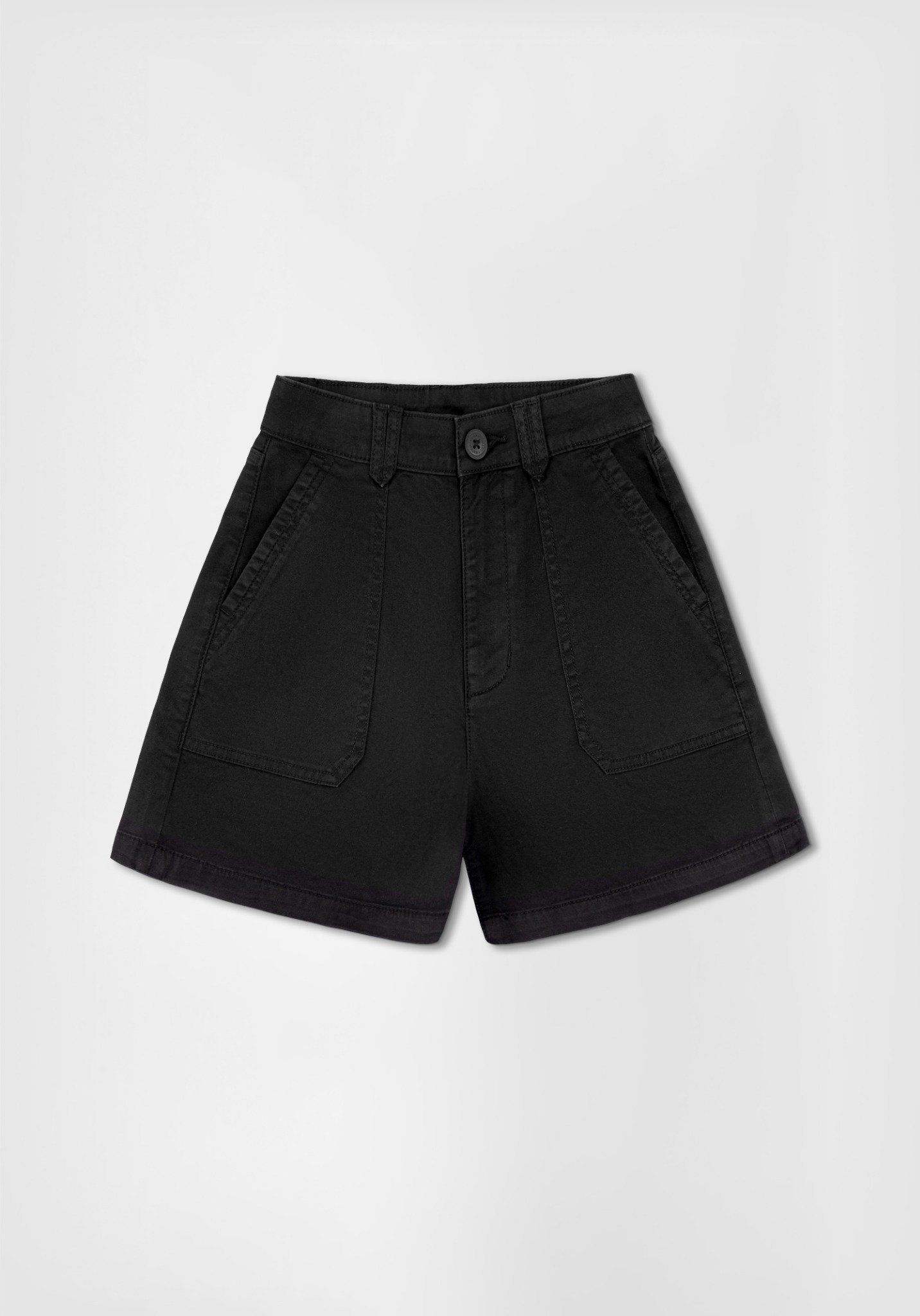 QUẦN SHORTS NỮ KAKI ĐEN TÚI WORKWEAR FORM ĐỨNG - 125WN2104B3