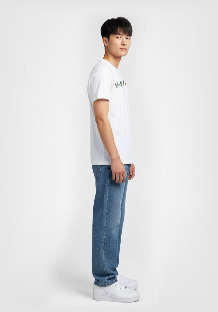 ÁO THUN NAM DÁNG REGULAR MÀU TRẮNG IN LOGO FLORAL - 126MN3021B1