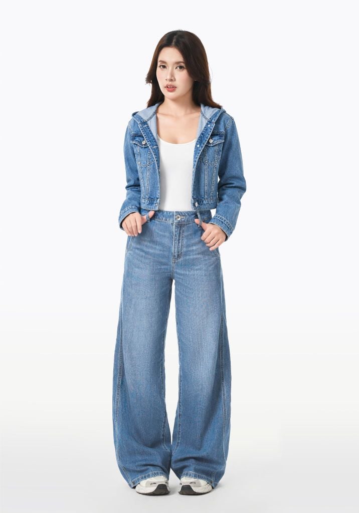 ÁO KHOÁC NỮ CROPPED HOODIE MÀU LIGHT BLUE - 126WD1042F3