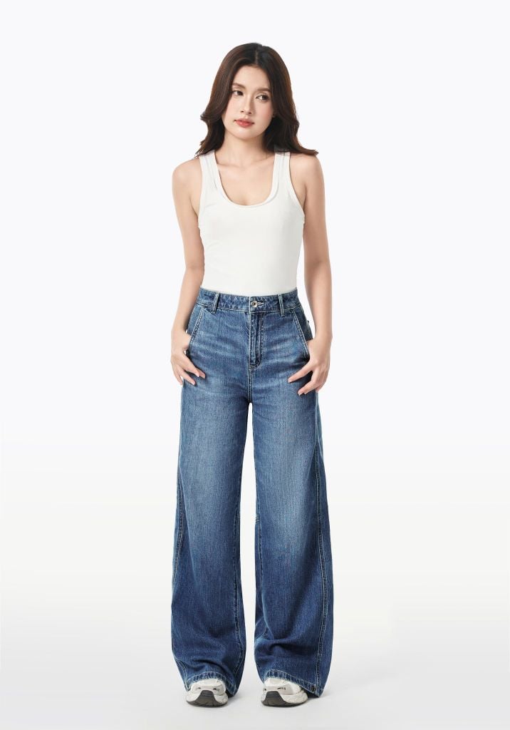 QUẦN JEANS NỮ DÁNG WIDELEG MÀU XANH TRUNG – 126WD1085F2950