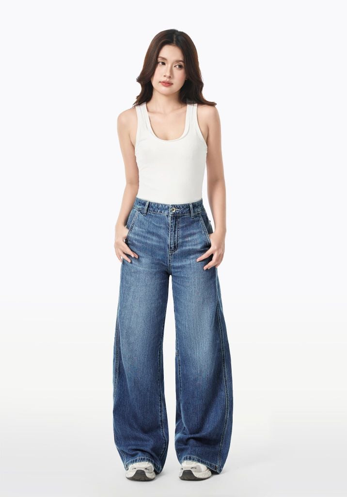 QUẦN JEANS NỮ DÁNG WIDELEG MÀU XANH TRUNG – 126WD1085F2950