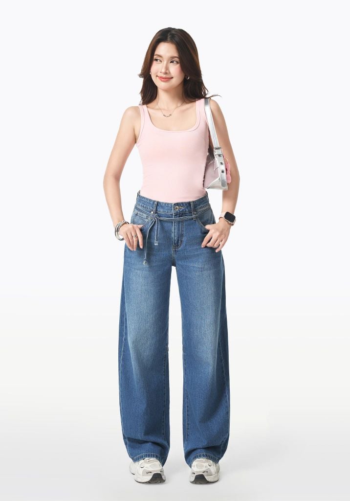 QUẦN DÀI NỮ DÁNG BARREL MÀU XANH SÁNG 126WD1088F1