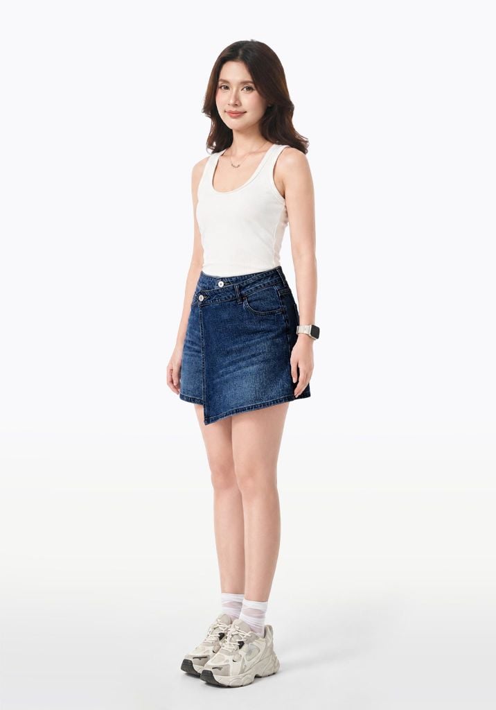 QUẦN VÁY DENIM NỮ MÀU XANH ĐẬM - 126WD1111F1