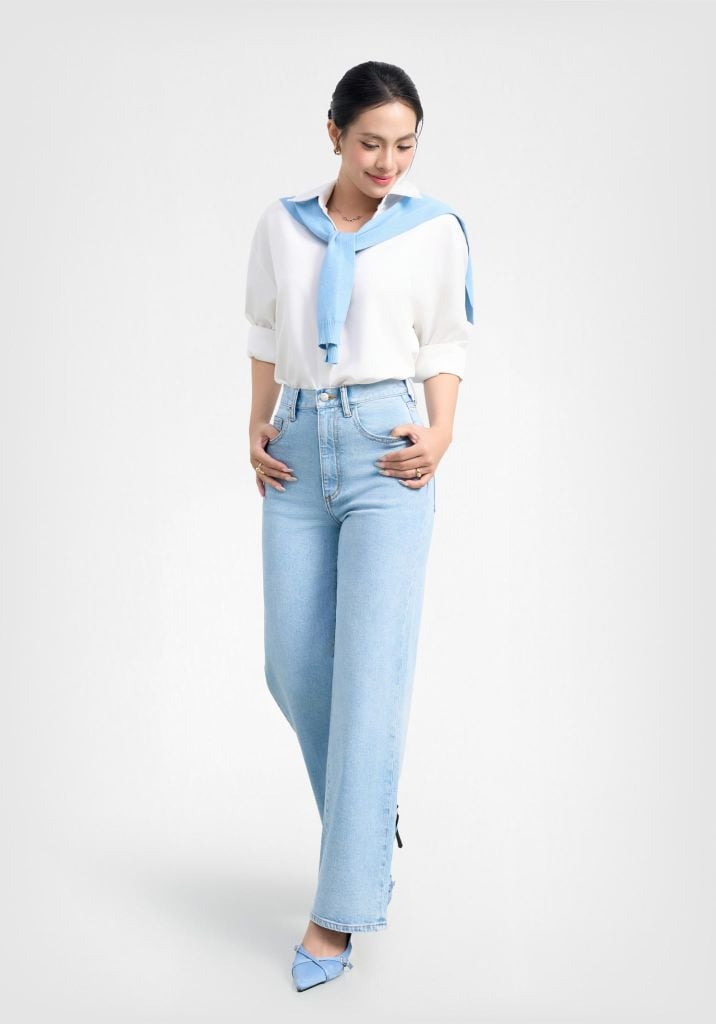 QUẦN DÀI NỮ DENIM DÁNG STRAIGHT RỘNG HIỆU ỨNG OMBRE- 126WD2080F5