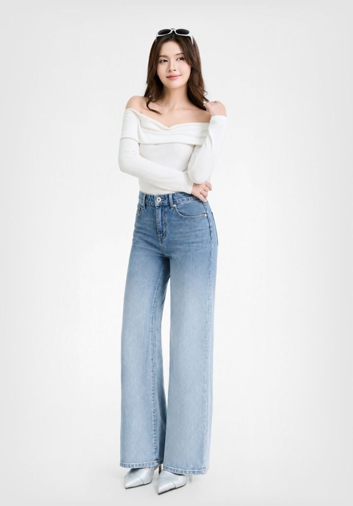 QUẦN DÀI NỮ DENIM OMBRE  DÁNG STRAIGHT RỘNG - 126WD2080F4