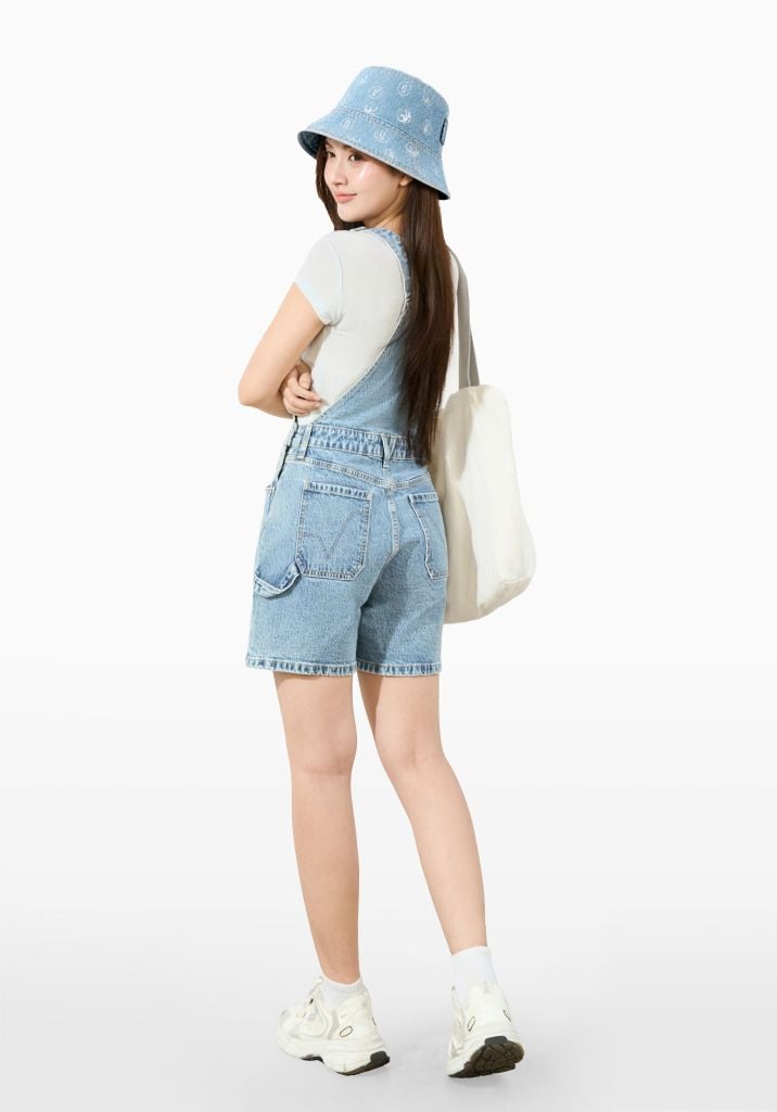 NÓN BUCKET DENIM LASER MONOGRAM MÀU XANH TRUNG - 126WD2192F1