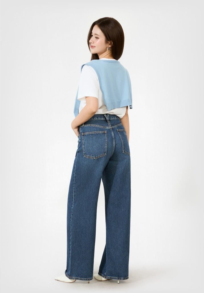 QUẦN JEANS DÁNG RELAX MÀU XANH TRUNG - 126WD2080F3