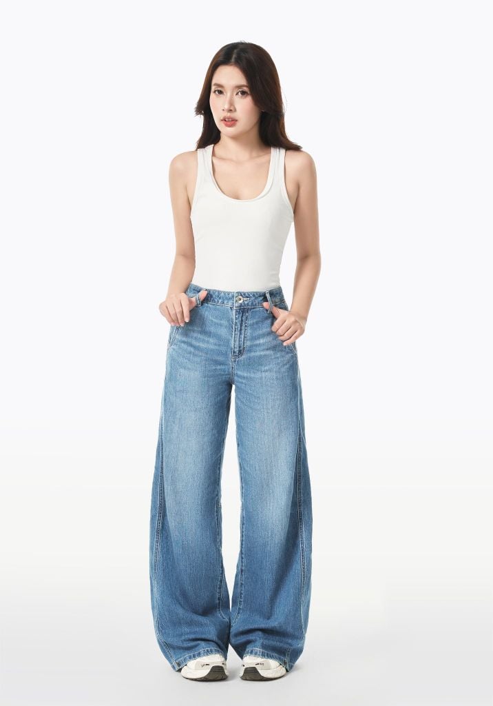 QUẦN JEANS NỮ DÁNG WIDELEG MÀU XANH NHẠT – 126WD1085F2930