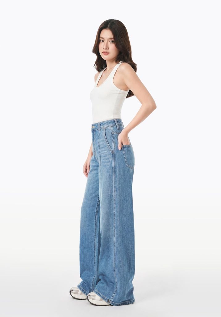 QUẦN JEANS NỮ DÁNG WIDELEG MÀU XANH NHẠT – 126WD1085F2930