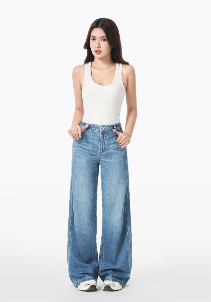 QUẦN JEANS NỮ DÁNG WIDELEG MÀU XANH NHẠT – 126WD1085F2930