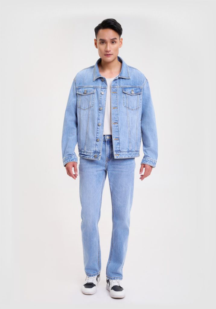 Áo Khoác Nam Dáng Rộng Màu Xanh Sáng. Bright Blue Men's Loose Jacket - 223MD4044B1