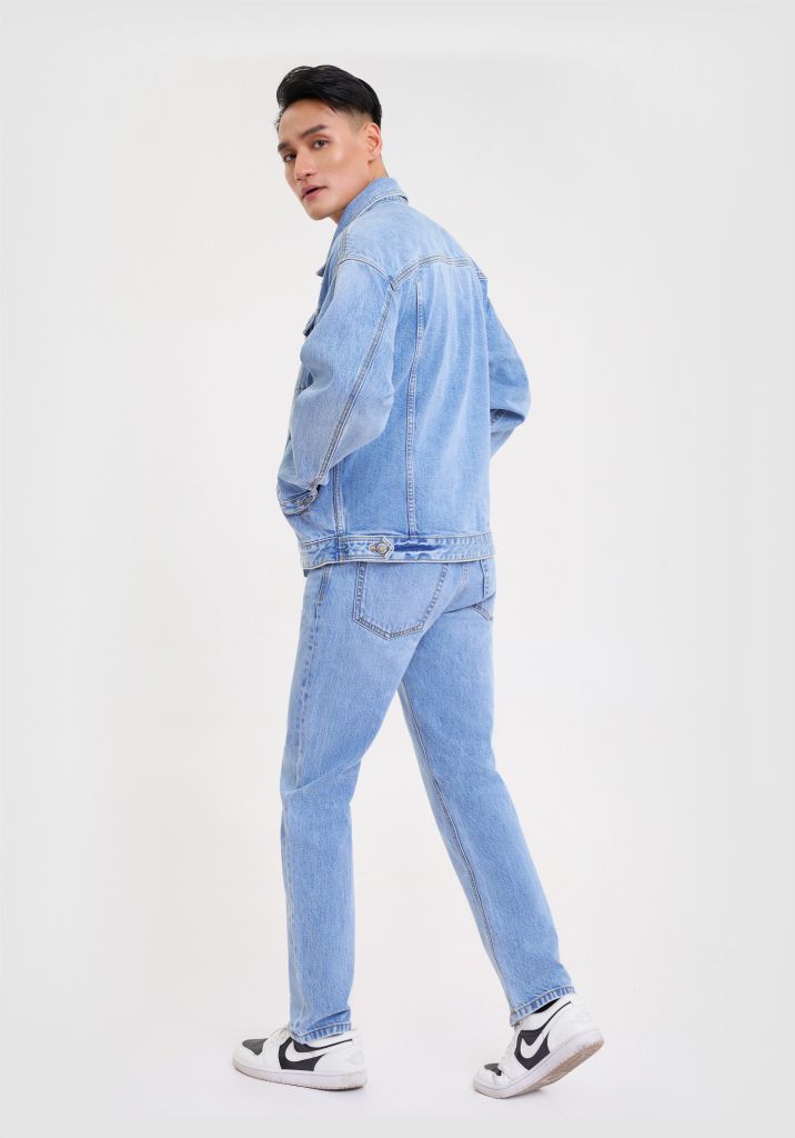 Áo Khoác Nam Dáng Rộng Màu Xanh Sáng. Bright Blue Men's Loose Jacket - 223MD4044B1